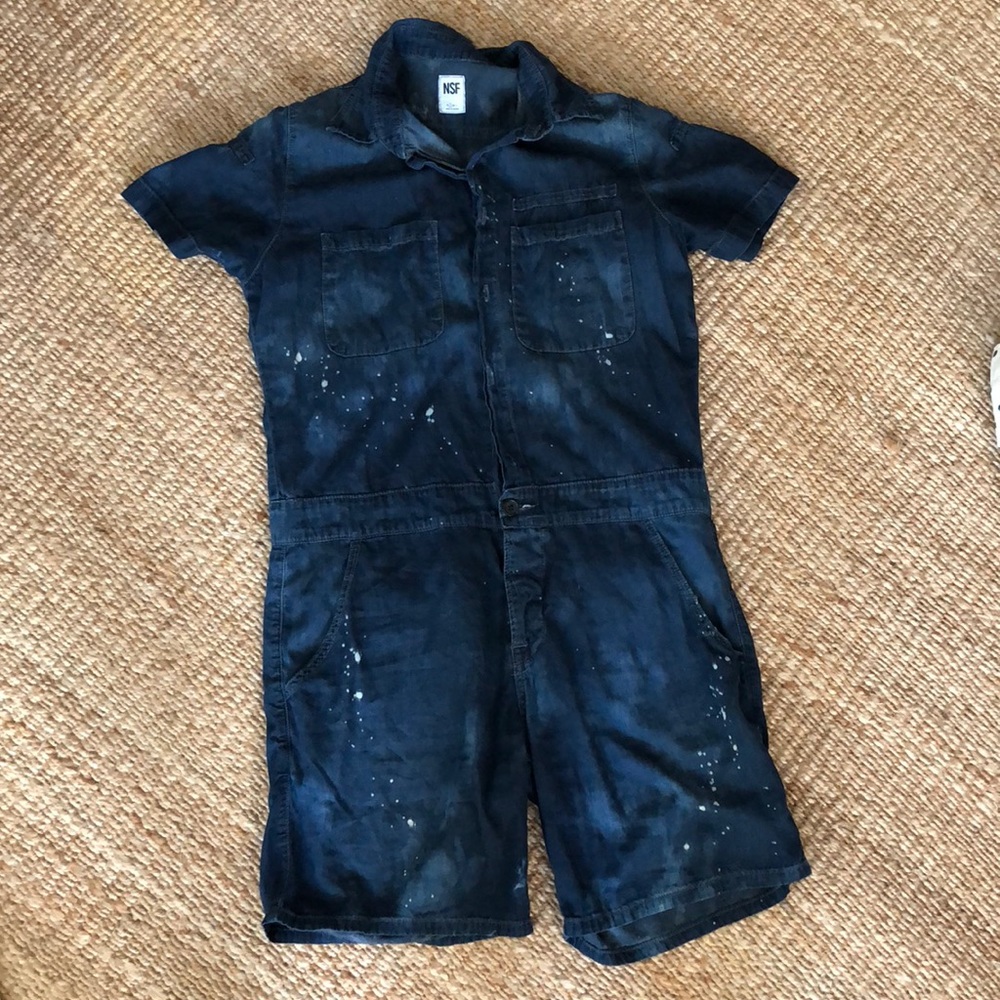 NSF denim shorts jumpsuit
